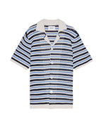 NN07 Henry SS Shirt Navy Stripe