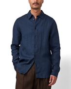 NN07 Enzo Linen Shirt Navy