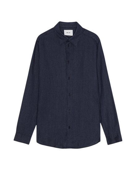 NN07 Enzo Linen Shirt Navy