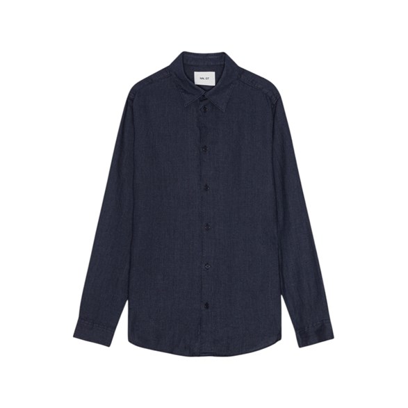 NN07 Enzo Linen Shirt Navy