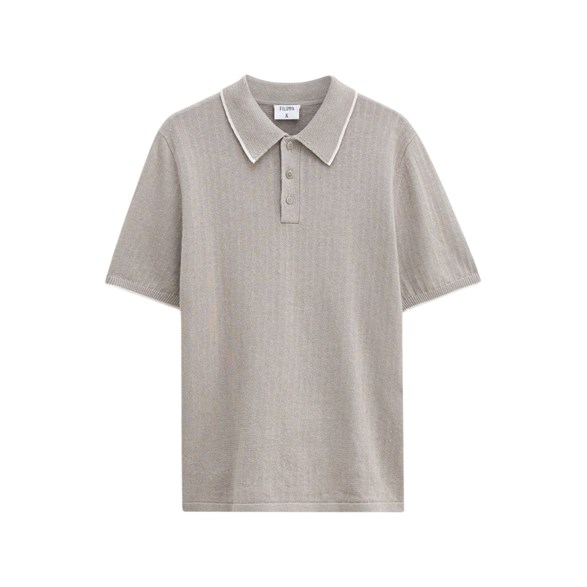 Filippa K Linen Cotton Knit Polo Moss Grey