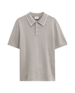 Filippa K Linen Cotton Knit Polo Moss Grey