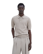 Filippa K Linen Cotton Knit Polo Moss Grey