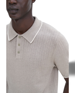 Filippa K Linen Cotton Knit Polo Moss Grey