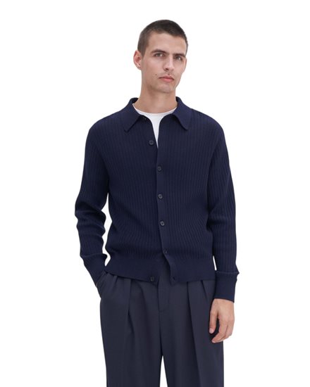 Filippa K Cotton Merino Knit Shirt Navy
