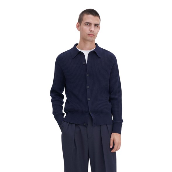 Filippa K Cotton Merino Knit Shirt Navy