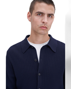 Filippa K Cotton Merino Knit Shirt Navy