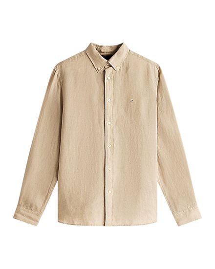 Tommy Hilfiger Dyed Linen Shirt Sandalwood