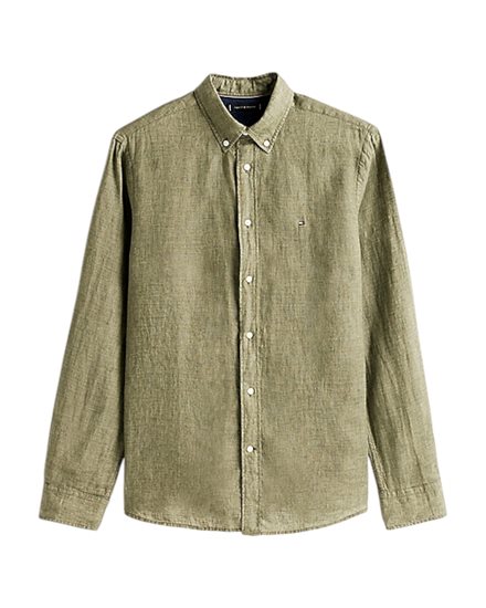 Tommy Hilfiger Dyed Linen Shirt Green
