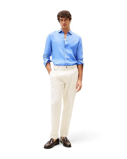 Tommy Hilfiger Dyed Linen Shirt Blue Spell