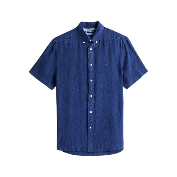 Tommy Hilfiger Dyed Linen Shirt Short Sleeve Carbon Navy