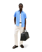 Tommy Hilfiger Dyed Linen Shirt Short Sleeve Blue Spell