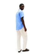 Tommy Hilfiger Dyed Linen Shirt Short Sleeve Blue Spell