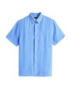 Tommy Hilfiger Dyed Linen Shirt Short Sleeve Blue Spell