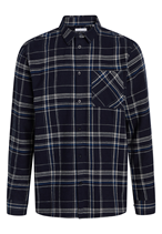 KnowledgeCotton Apparel Light Flannel Checkered Relaxed Shirt Blue Check