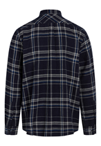 KnowledgeCotton Apparel Light Flannel Checkered Relaxed Shirt Blue Check