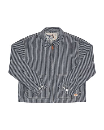 Nudie Jeans Jade Striped Zip Jacket Blue/Offwhite