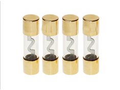 AGU guldpläterad glassäkring 80A i fyrpack.