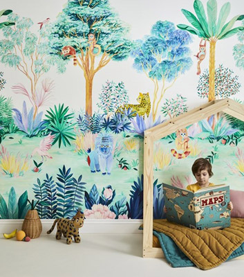 Tapet till barnrum - Tapet Jungle Mural från Sian Zeng