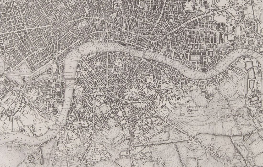 Tapet med karta över London och Themsen