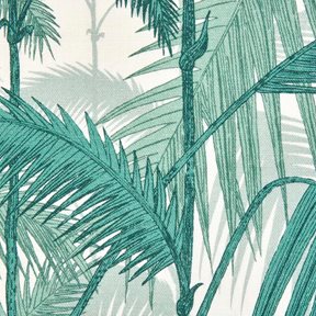 Cole & Son Palm Jungle, Teal & Viridian on Chalk Tyg