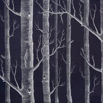 Cole & Son Woods, White on Charcoal