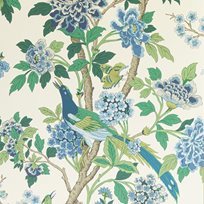 GP & J Baker Hydrangea Bird, Emerald / Blue Tapet