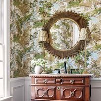 Thibaut Lincoln Toile Green and Beige