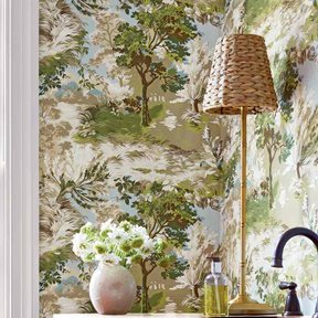 Thibaut Lincoln Toile Green and Beige Tapet