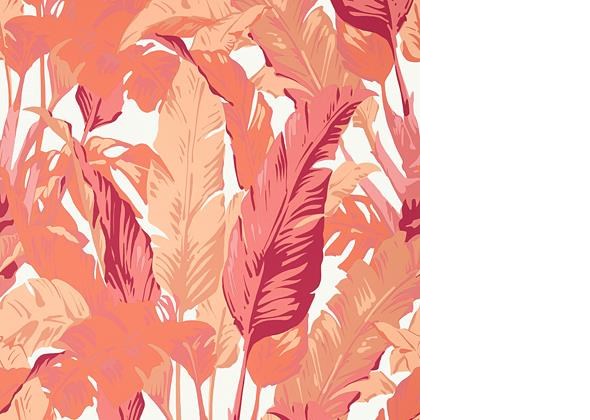 Thibaut Travelers Palm Pink and coral Tapet