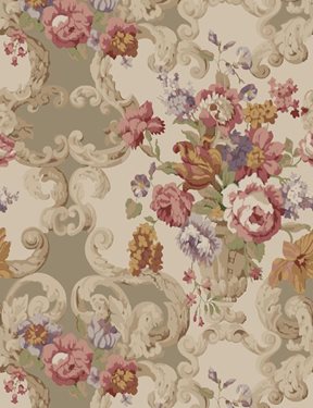 Mulberry Floral Rococo Tapet