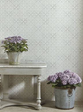 Barneby Gates Fleur de Lys Tile Vintage Grey Tapet