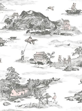 Sian Zeng Mountains Grey Pink Tapet