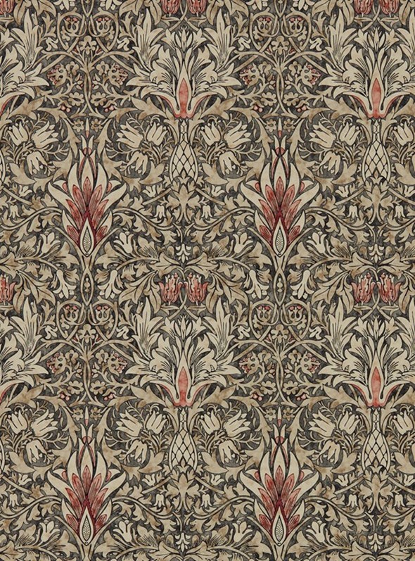 William Morris & Co Snakeshead Charcoal/Spice Tapet