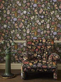 House of Hackney Floralia Velvet, Noir Tyg