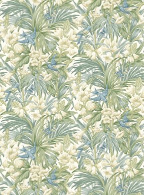 GP & J Baker Trumpet Flowers, Blue/Green Tapet