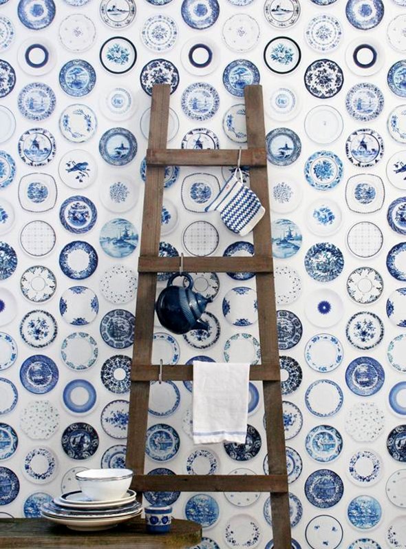 Studio Ditte Porcelain Blue plates Tapet