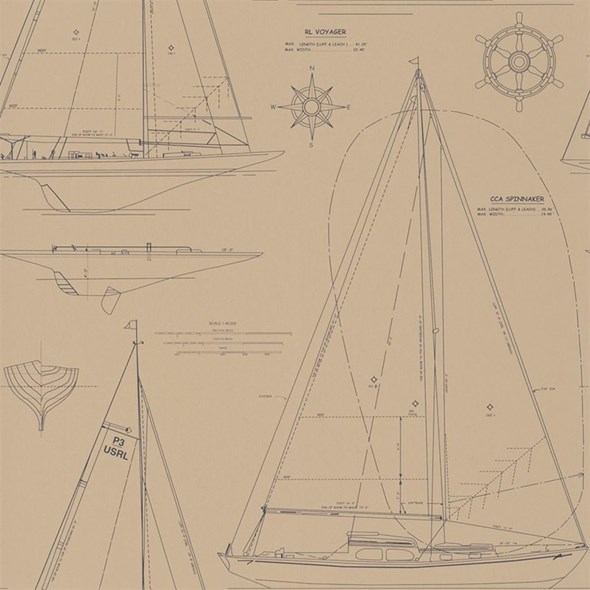 Ralph Lauren Boat Blueprint Tapet