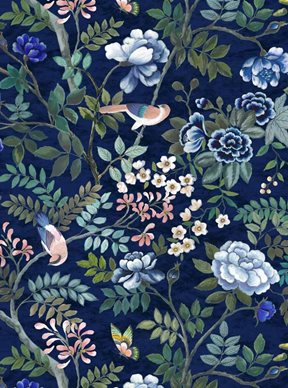 Designers Guild Porcelaine de Chine Velours, Indigo Tyg