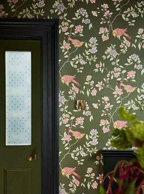 Little Greene Aderyn, Olive Colour Tapet