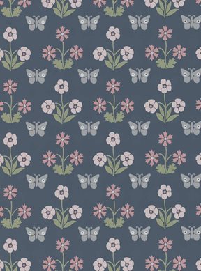 Little Greene Burges Butterfly, Hicks' Blue Tapet