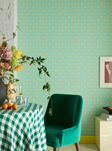 Little Greene Ditsy Block, Green Verditer Tapet