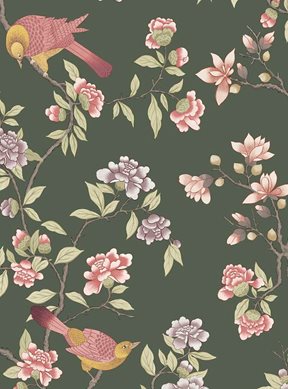 Little Greene Aderyn, Olive Colour Tapet