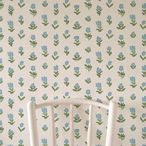 Ottoline Little Wild Tulips, Light Blue Tapet