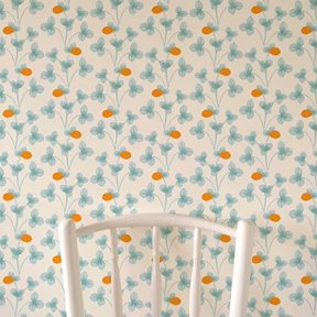 Ottoline Chintz Constance, Light Blue & Marigold Tapet