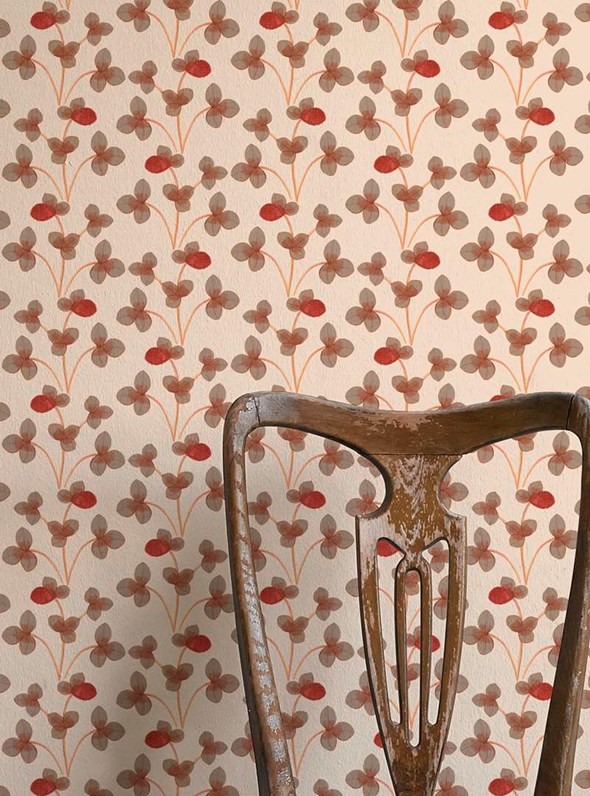 Ottoline Chintz Constance, Ochre Red Tapet