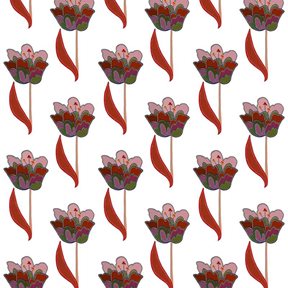 Ottoline Tulips, White & Red Tapet