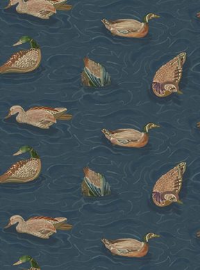 Mulberry Duck Pond, Indigo Tapet