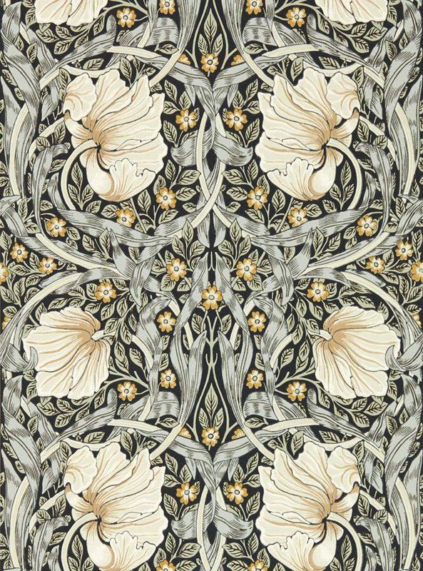 Sciarpa In Seta Fox & Chave Con Motivo Floral William Morris Pimpernel - 150x35cm - Fatta A Mano UK