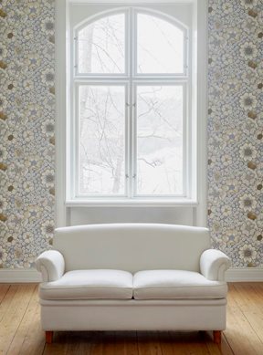 Svenskt Tenn Eldblomman Gråblå Tapet
